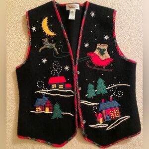 Talbots Large 100% Wool Christmas Vest